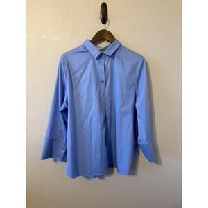 Chicos Shirt Womens 3 US 16 Blue Buttonup Longsleeve Modern‎ Classic